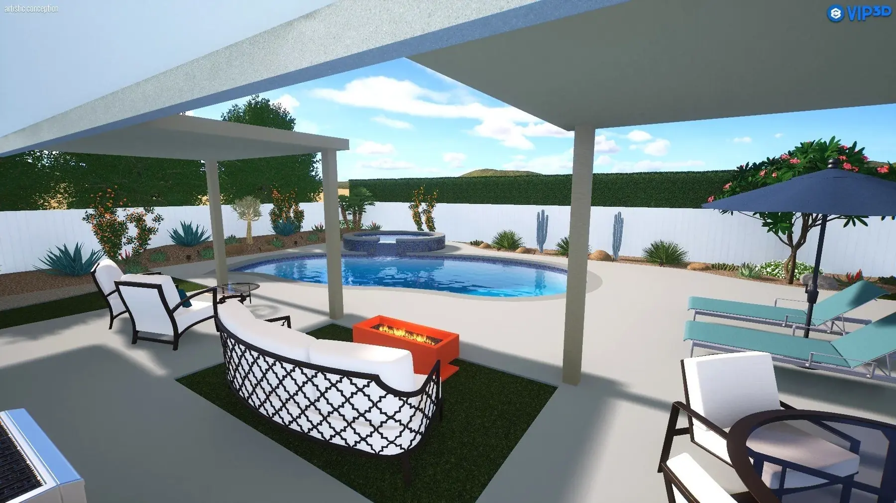 Casa Miguel outdoor living in Palm Springs, CA by La Riviera Studios