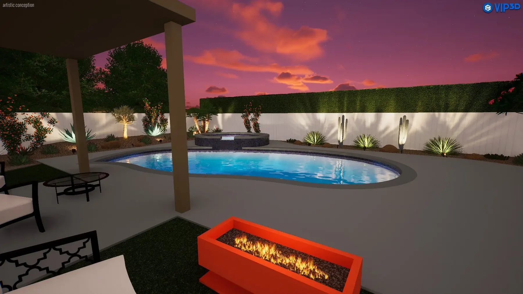Casa Miguel outdoor living in Palm Springs, CA by La Riviera Studios