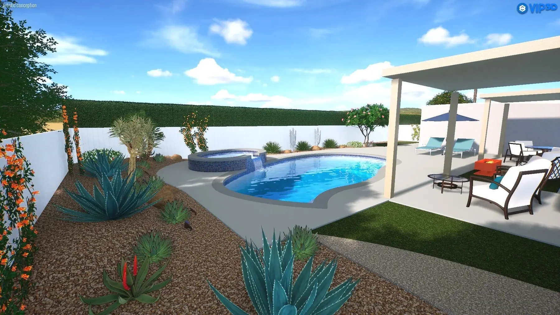 Casa Miguel outdoor living in Palm Springs, CA by La Riviera Studios